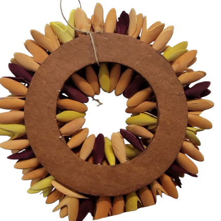 Round Natural Wreath with Orange Maple Leaves, Door Wall Indoor Outdoor Thanksgiving Decor Wreath